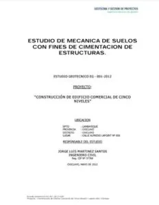 Estudio de Mecánica de Suelos con Fines de Cimentación de Estructuras